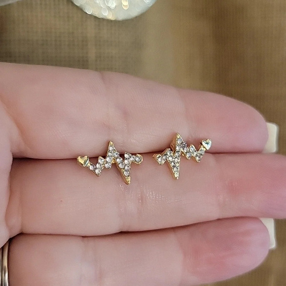 Vital Sign Pulse Micro CZ Stud Earrings - Picture 6 of 8